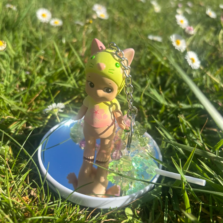 Sonny Angel Keychain - Cherry Blossom Cat (green)